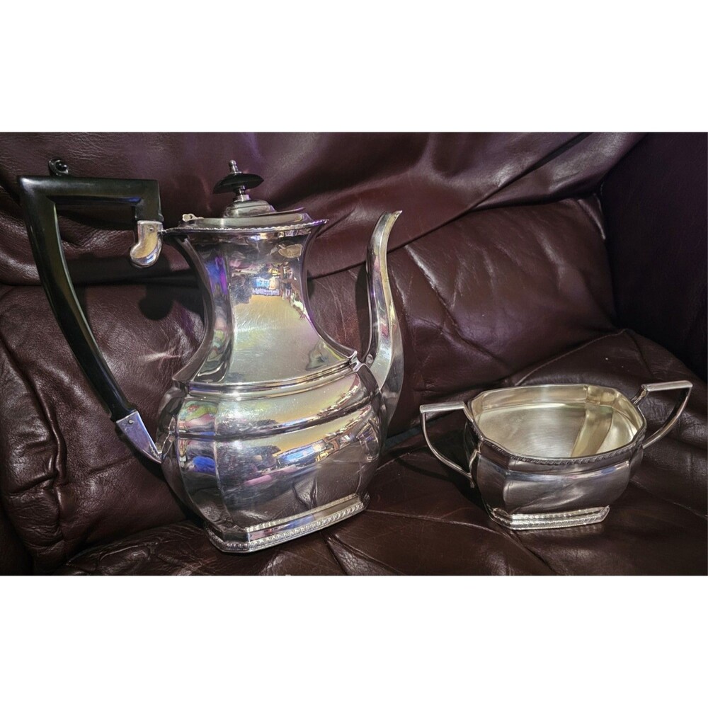Harrison Brothers & Howson Silverplate Teapot Set W/ Matching Sugar Bowl